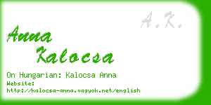 anna kalocsa business card